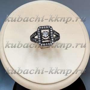 Геометрическое женское кольцо Выдумка с фианитами из серебра 925 пробы - Ag-к86