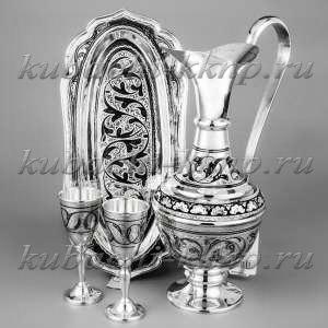 Серебряный набор для водки, 450 мл и 50 мл - вс10