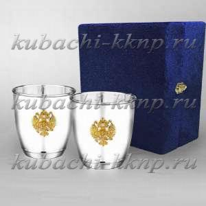 Набор из двух серебряных стаканов с гербом России - ст45-2