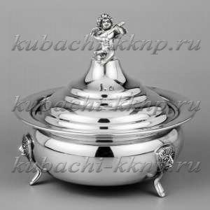 Икорница из серебра глянцевая с ангелочком - ик05