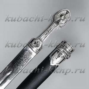 Кинжал с кожаными ножнами и серебряными вставками - КН34