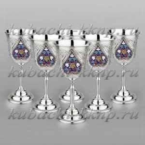 Набор  из шести свадебных серебряных бокалов 