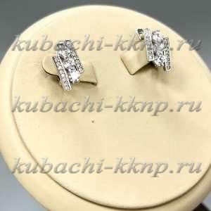 Серебряные серьги с фианитами геометрические Балет - 90654с-АН