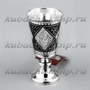 Серебряная рюмка с новым кубачинским орнаментом - Р093