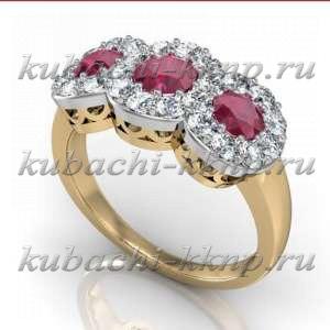 Золотое кольцо с фианитами 