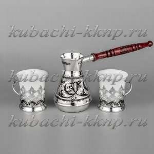 Серебряный кофейный набор с гравировкой, 145 мл и 70 мл - нкф02