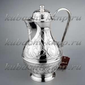Серебряный кувшин для воды без чернения - кв102