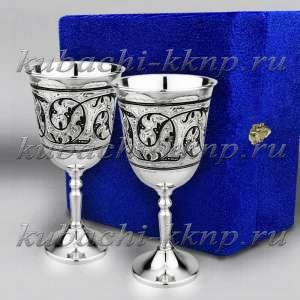 Набор больших серебряных фужеров для вина 