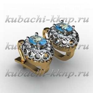 Золотые серьги с цветными фианитами - 00046-5e