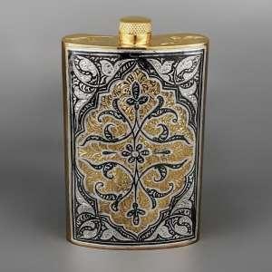 Фляга серебро с позолотой и чернением, 255 мл - фл021