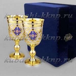 Набор серебряных бокалов с позолотой - ф099-2