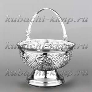 Серебряная конфетница с ручкой 