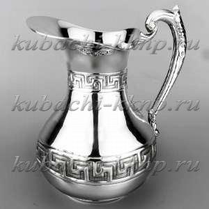 Большой серебряный кувшин с античным орнаментом  - кв02Б