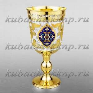 Фужер серебряный с эмалью и позолотом - ф131