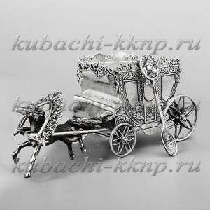 Серебряная солонка «Карета» с ложечкой ангелочком - с021