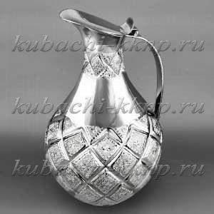 Изящный серебряный кувшин с крышкой  Изящный серебряный кувшин с крышкой