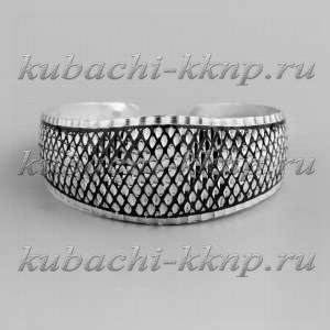 Серебряный браслет Кубачи с чернением и лазерной гравировкой - БР60