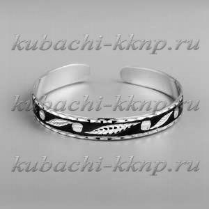 Тоненький кубачинский серебряный браслет с орнаментом - БР19 Тоненький кубачинский серебряный браслет с орнаментом - БР19