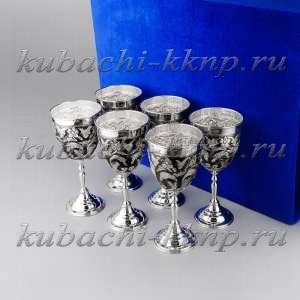 Набор серебряных бокалов «Узор» - нф08