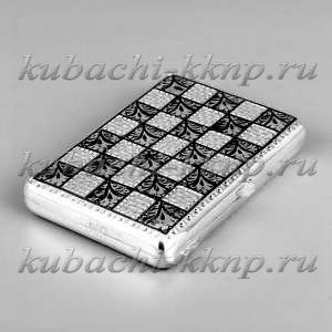 Серебряный портсигар «Шах и мат» - пдс033