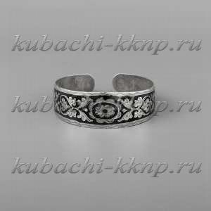 Кубачинский браслет с капельками черни и гравировкой - бр98 Кубачинский браслет с капельками черни и гравировкой - бр98