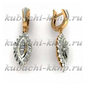 Золотые висячие серьги 