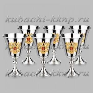 Набор бокалов из чистого серебра с гербом России - ф142-6