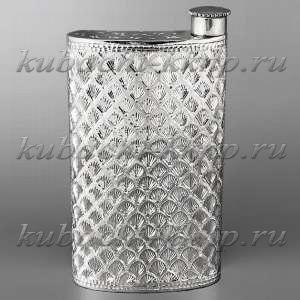 Большая серебряная фляга без чернения. - ФЛ125б