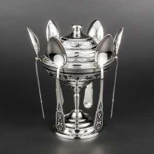 Варенница из серебра с ложками - вр076