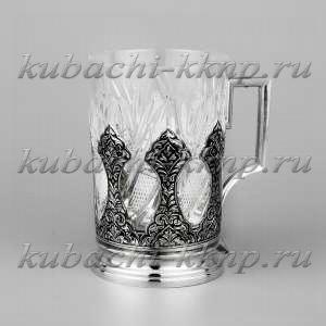 Серебряный подстаканник «Башня» - пд054