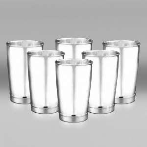 Серебряный набор из шести глянцевых стаканов - ст036-6