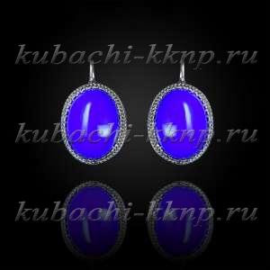 Серьги с искусственным лазуритом в оправе - с245