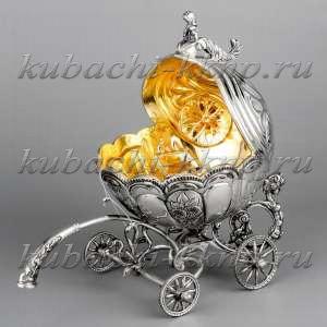 Большая серебряная конфетница - КФ123б