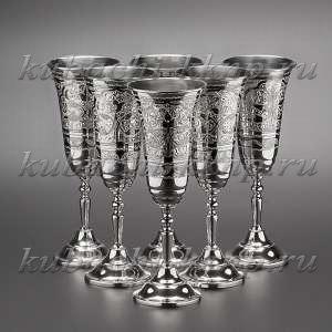 Набор серебряных фужеров на свадьбу - нф02