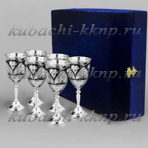 Набор из шести серебряных рюмок на 50 мл - р050-6
