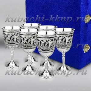 Набор из шести больших серебряных фужеров для вина 