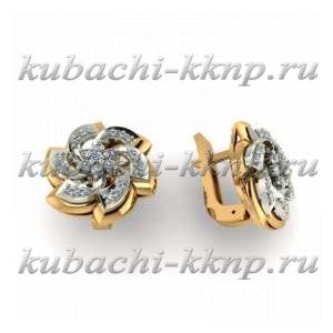 Серьги из золота с фианитами 