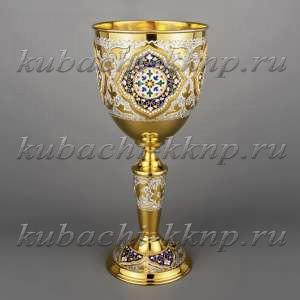 Серебряный кубок с позолотой и эмалью - кб005