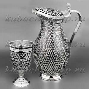 Набор из серебра - кувшин с одним стаканом 