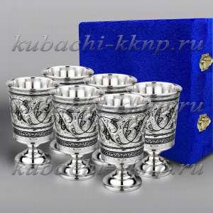 Набор из шести серебряных стаканов на ножке - ст116-6