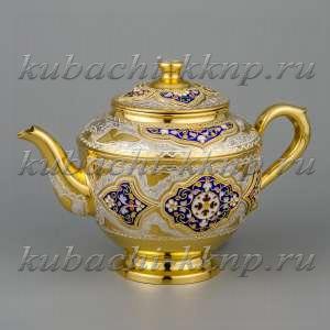 Серебряный чайник с эмалью «Финифть» - чн025