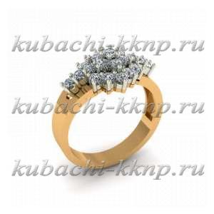 Кольцо из белого и желтого золота с фианитами - 00098r Кольцо из белого и желтого золота с фианитами - 00098r