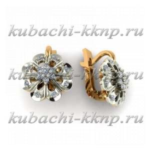 Золотые серьги из белого золота с фианитами - 00087e