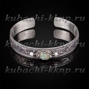 Серебряный жесткий браслет с филигранью - бр9 Серебряный жесткий браслет с филигранью - бр9