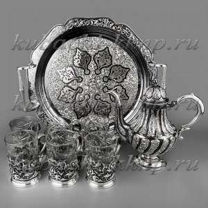 Чайный сервиз из серебра с 6-ю подстканниками «Грация» - чср019