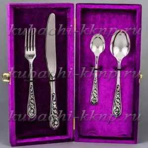 Набор десертный на 1 персону с чернью - э09