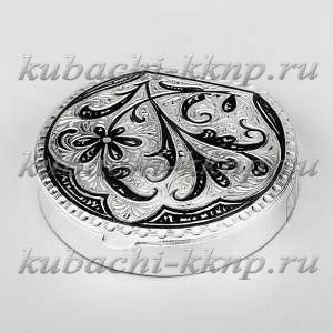 Серебряная таблетница с красивым орнаментом - ТАБ02 Серебряная таблетница с красивым орнаментом - ТАБ02