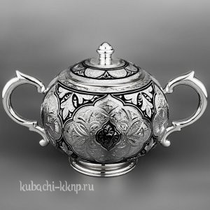 Оригинальная серебряная сахарница 