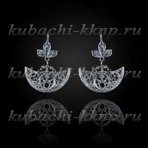 Висячие серьги кубачи с филигранью  Висячие серьги кубачи с филигранью