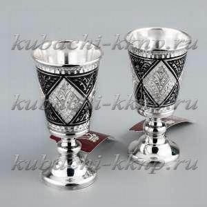 Набор серебряных рюмок  с ромбом - р093-2